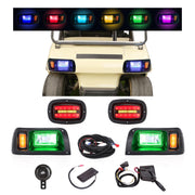 10L0L front assembly for Club Car DS showing bright beams and improved visibility