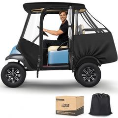 10L0L front view on a Club Car showing full weather protection and visibility