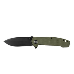 704 Gear Trailblazer front profile showing olive drab blade and handle benefit quick access