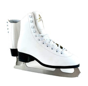 A AMERICAN front view white boot showing supportive profile and classic look
