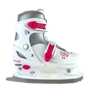 A AMERICAN front profile of skates showing supportive shell and cute design