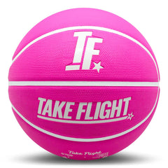 A Plus Collectibles front view of flamingo pink ball shows official size and vibrant color for visibility
