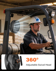 A2C fan mounted on a golf cart frame delivering direct airflow for player comfort