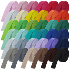 Abeillo front packaging showing 36 colorful webbing rolls and total yardage benefit