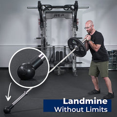 ABMAT Barbell Bomb close cradle detail showing secure bar capture benefit