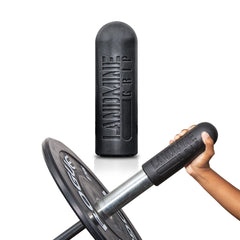 ABMAT front view of Landmine Grip showing secure foam sleeve and improved comfort