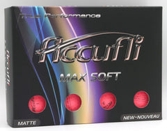ACCUFLI Max Soft front packaging in matte pink showing 12 balls and alignment aid for easy setup