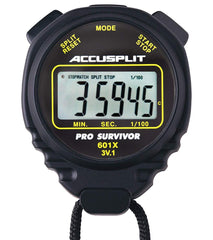 ACCUSPLIT Pro Survivor front view showing display and durable X case for clear timing