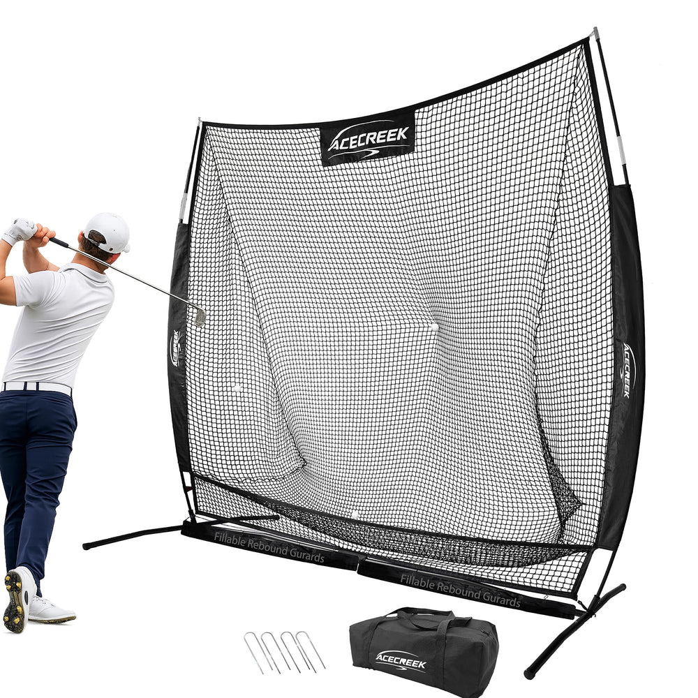 ACECREEK front view full frame showing wide 8x7 ft catch area for effective practice