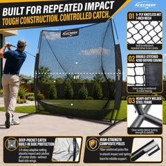 ACECREEK side view showing 3 ft deep pocket that reduces rebound and guides balls down