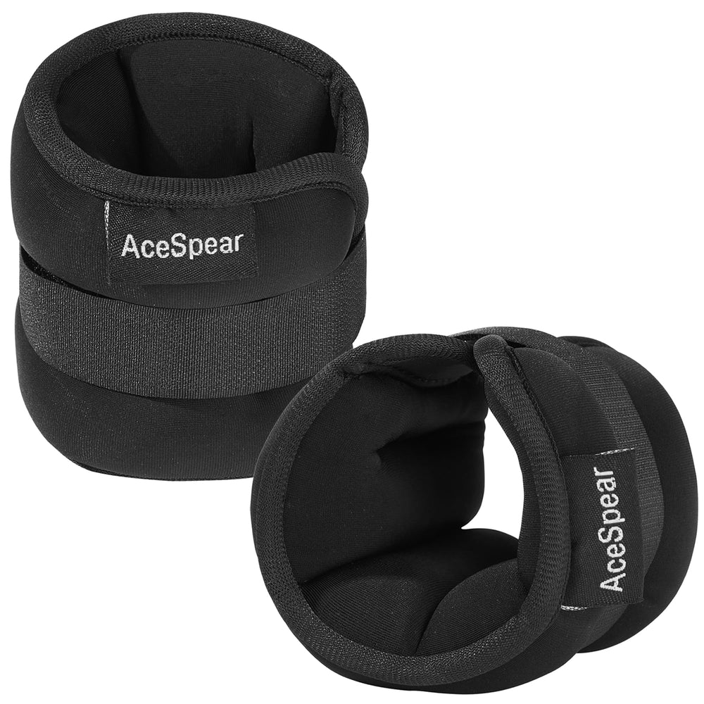 AceSpear front view of paired ankle weights showing fit and compact design benefit comfort