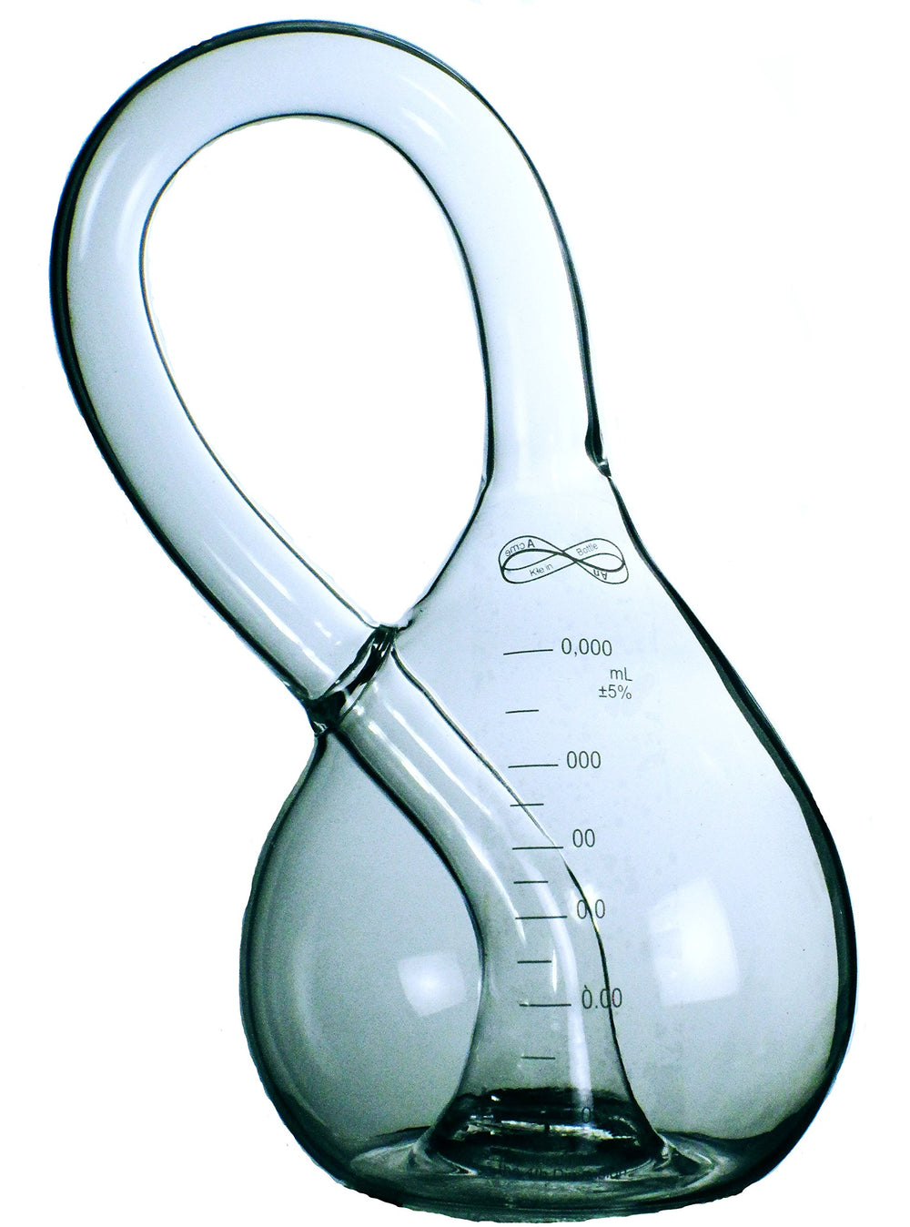 Acme Klein Bottle front view showing seamless curved surface and elegant clarity, perfect for display