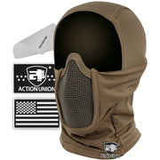 ACTIONUNION front view tan balaclava showing full-face coverage and comfort