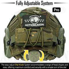 ACTIONUNION helmet side rail detail demonstrating accessory mounting capability