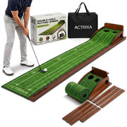 ACTRIXA front view of 10 ft putting mat showing full layout and targets for consistent practice