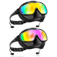 Aegend front view of two-pack goggles showing packaging and benefits