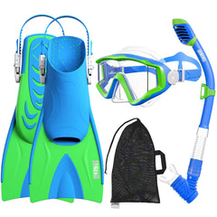 Aegend front packaging showing full kids snorkel set and travel-ready layout