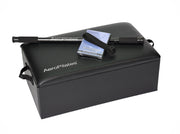 AeroPilates front view of box and pole showing sturdy elevated platform benefit