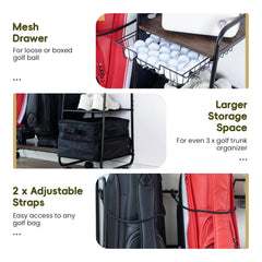 AGUstrike side drawer open with golf balls visible for easy access