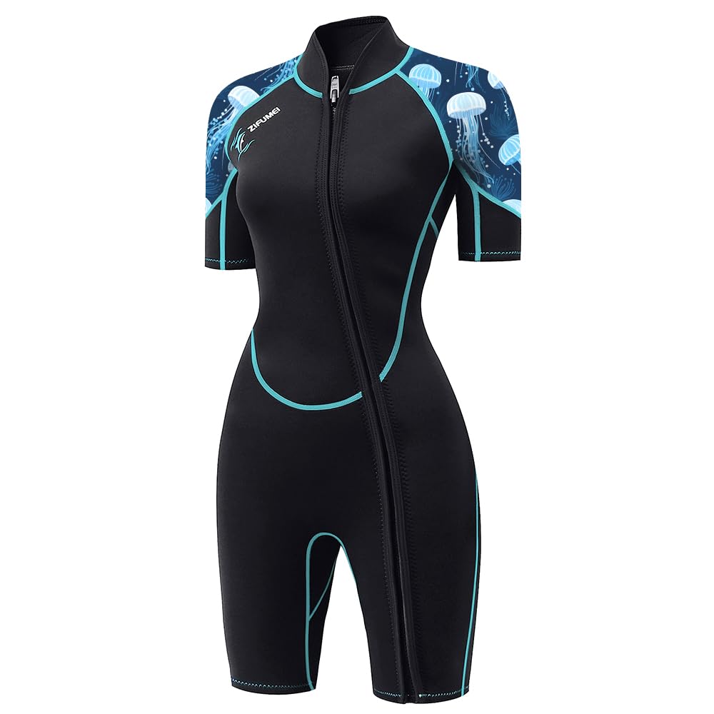 AICARSHI front view shorty wetsuit showing fit and coverage benefit
