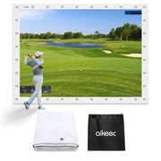 aikeec front view of 10x10 ft screen showing durable surface and clean edges for realistic simulation