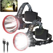 Aikertec headlamp front packaging showing two lamps and accessories for reliable lighting