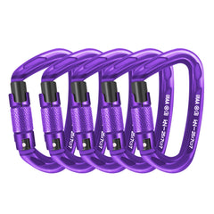 AINIKEY purple five-pack front view showing organized carabiners and secure hardware