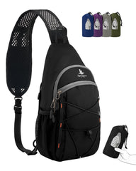 AiryLeben front view of sling bag showing compact design and zipper access