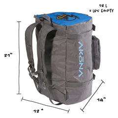 AKONA Globetrotter open main compartment demonstrating duffel-style loading benefit