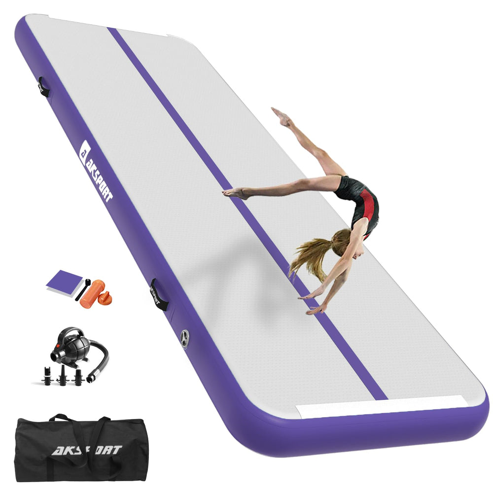 AKSPORT front view of inflated air mat showing stable training surface benefit