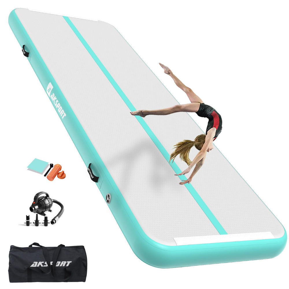 AKSPORT front view of inflated mat showing stable training surface and portability