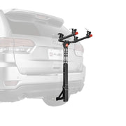 Allen front view of two-bike hitch rack showing compact profile and stability