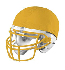 Alleson Athletic gold helmet cover front view showing snug fit and clear team visibility
