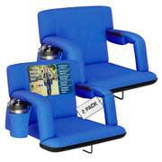 Alpcour front view on bleacher showing wide seat and back support for comfort
