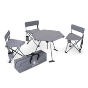 ALPHA CAMP front view of chair and table set showing compact setup and ease