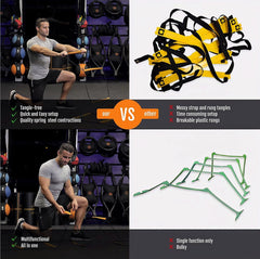 ALPHAWORX cones and three resistance bands displayed for progressive training