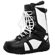 Alpine Swiss front profile of boot showing waterproof upper and sleek design benefit: dry feet