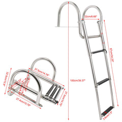 Amarine Made folded ladder profile demonstrating compact storage and low-profile benefit