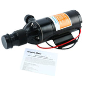 Amarine Made macerator front view showing compact pump and fittings for fast emptying