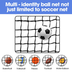 amazgolf net installed behind goal catching shots for safer training