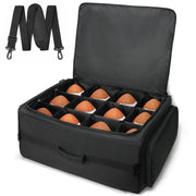 Amazing Fair front view of bag showing 12-slot capacity and durable shell benefit