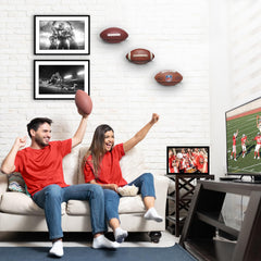 Americanflat wall-mounted holders in a bedroom showing neat sports display and space saving