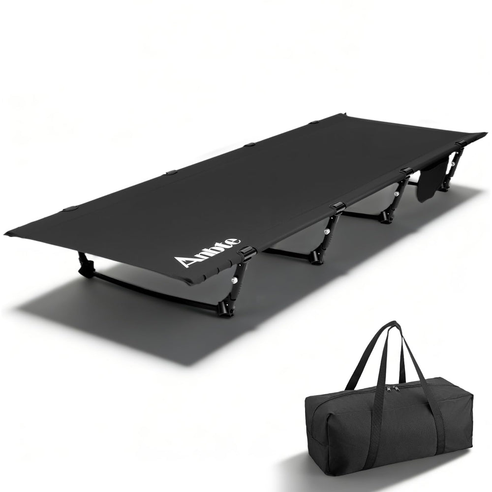 Anbte cot packed in carry bag showing compact transport and easy packing