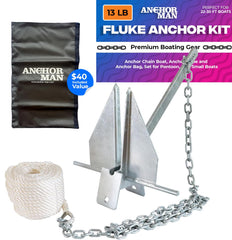 Anchor-Man front view of 13 lb fluke anchor showing shape and shank for reliable hold
