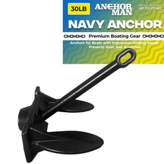 Anchor-Man front view showing 30 lb anchor and coating for reliable holding