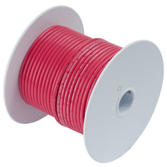 Ancor 12 AWG red spool front view showing gauge and 250ft length, durable marine wiring benefit