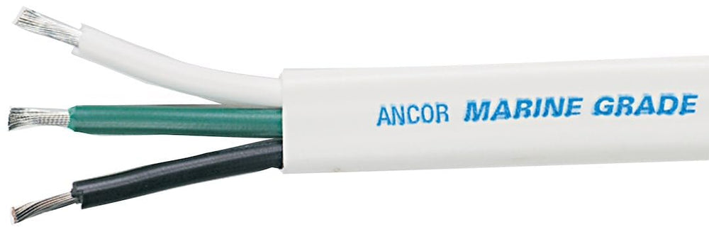 Ancor flat triplex cable front view showing length and labeling, durable marine use