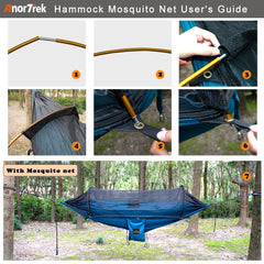 AnorTrek tree straps and carabiners displayed for secure adjustable hanging