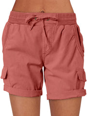 ANRABESS front view of brick red shorts showing pockets and fit for versatile wear