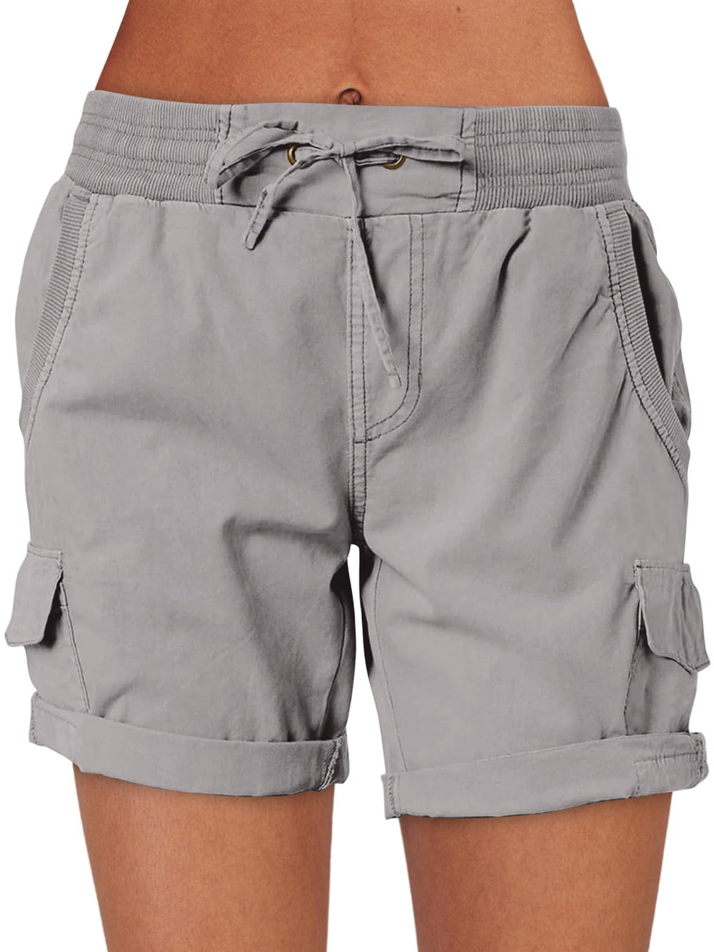 ANRABESS front view of gray cargo shorts showing fit and pockets, ideal for everyday use